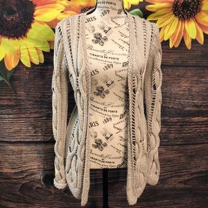 Anthro Far Away From Close Crochet Cable Sweater
